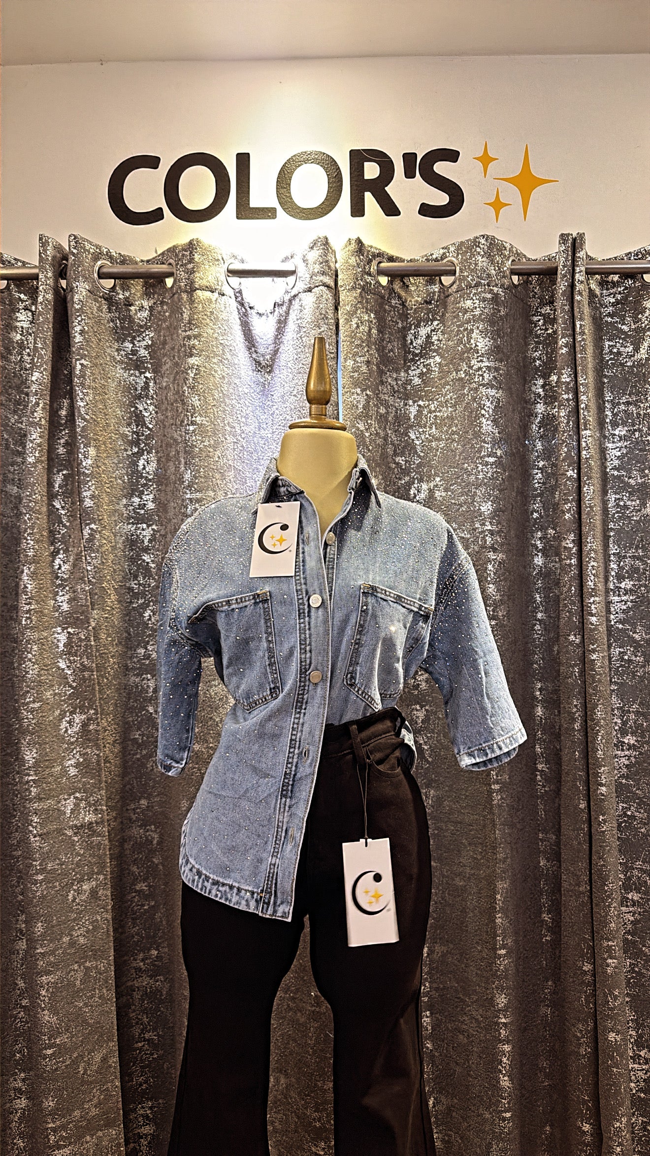 CAMISA MEZCLILLA FULL CRISTALES