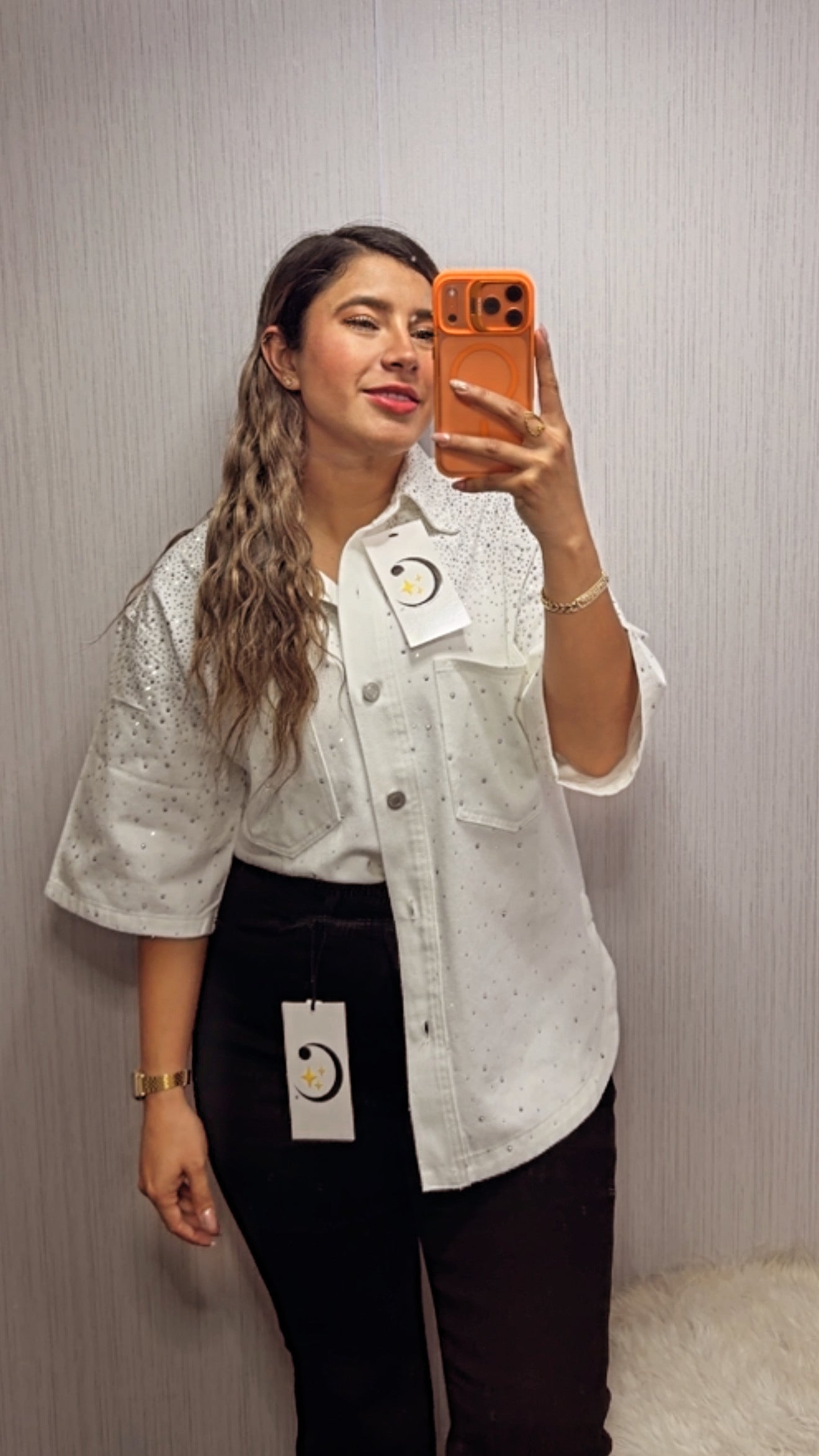 CAMISA MEZCLILLA FULL CRISTALES