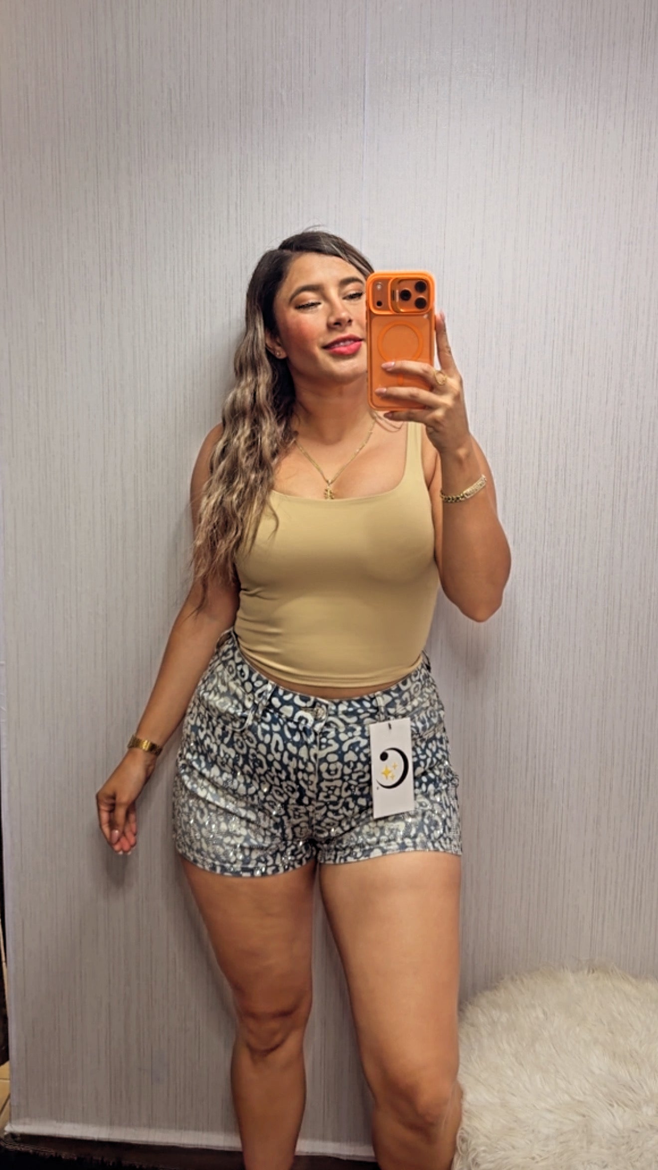 SHORT ESTAMPADO ANIMAL CON BRILLOS