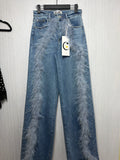 STRAIGHT TROUSERS WITH FEATHERS