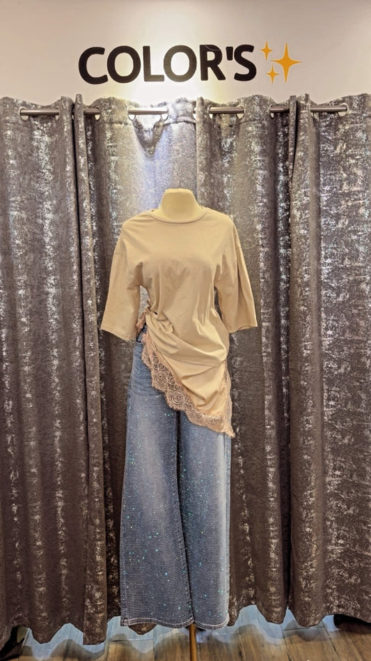 PANTALÓN DE MEZCLILLA CON BRILLOS TALLAS REGULAR