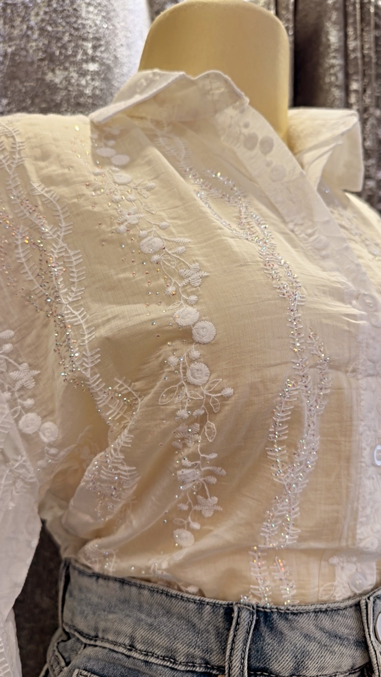 White Shirt With Crystals✨