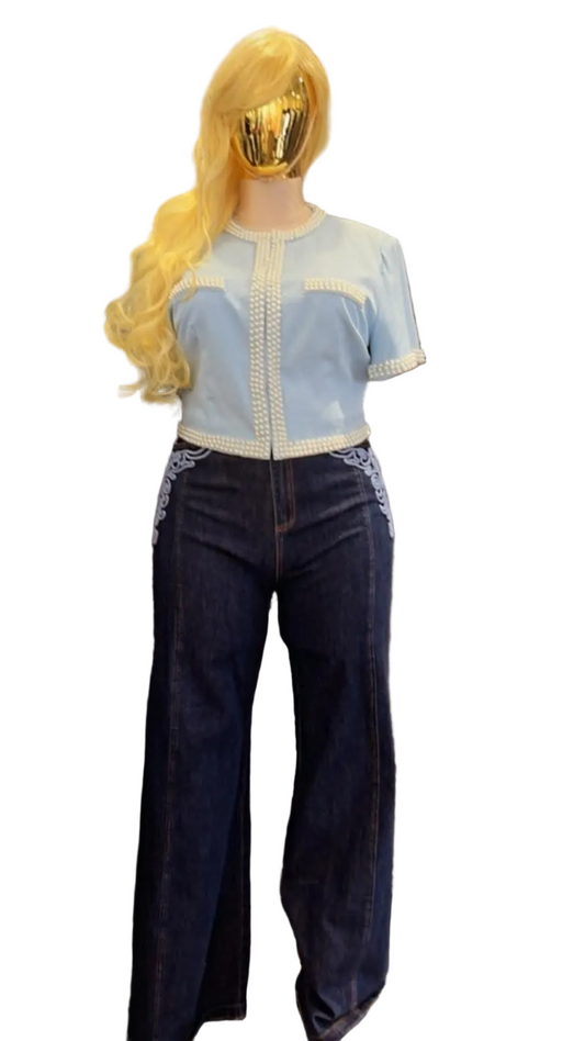 PANTALÓN CURVY DETALLES BORDADOS