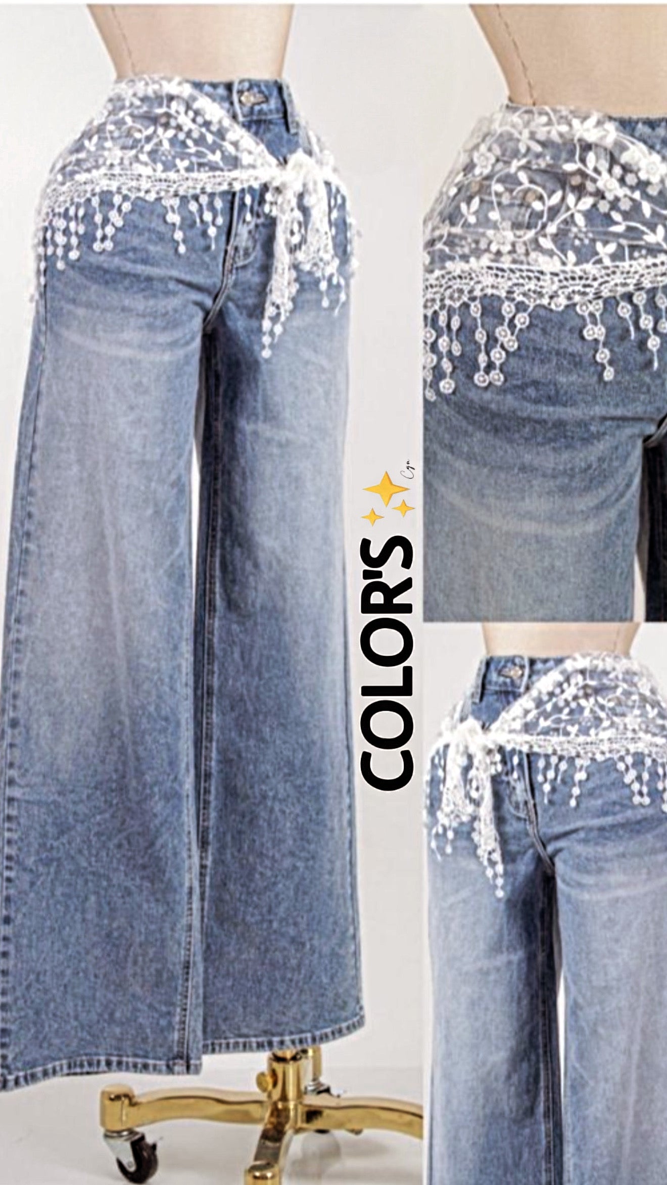 JEANS CON ENSAMBLAJE BORDADO