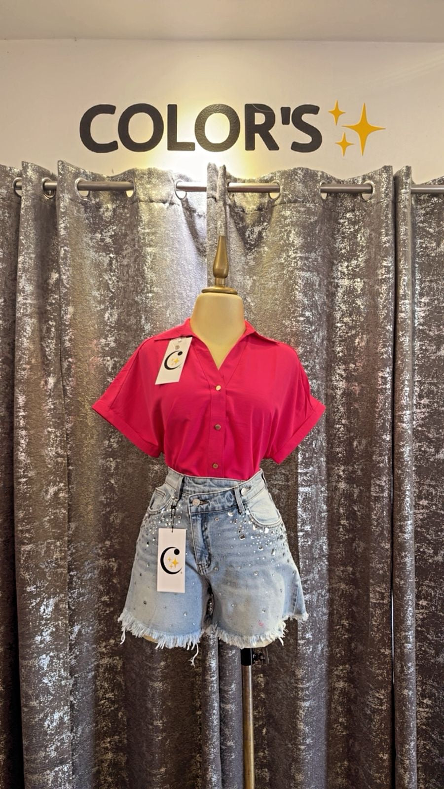 SHORT CON CRISTALES EN TALLAS REGULARES