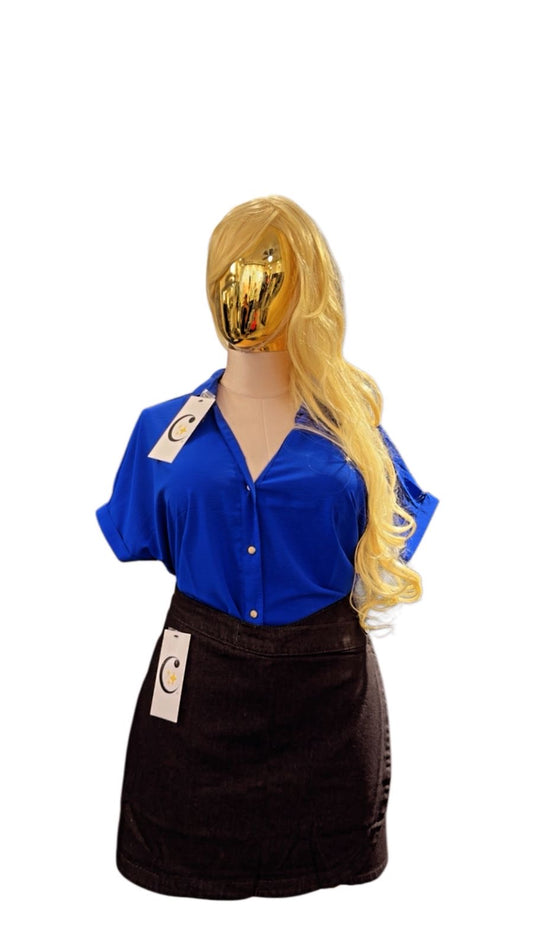 CAMISA BOTONES DORADOS MANGA DOBLADA