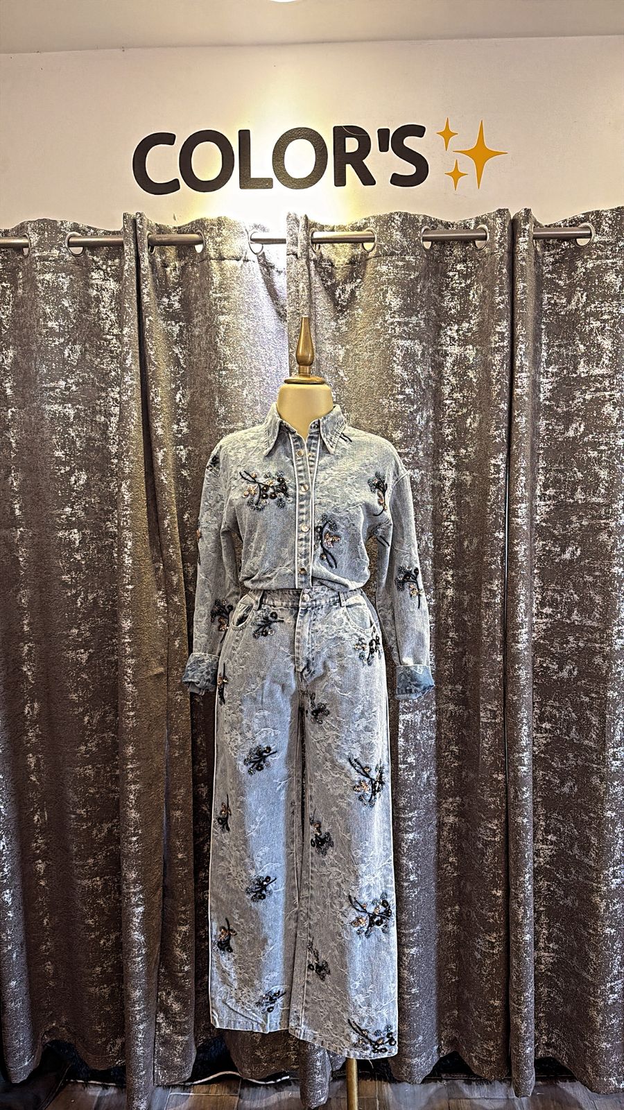 SEQUINED DENIM SET