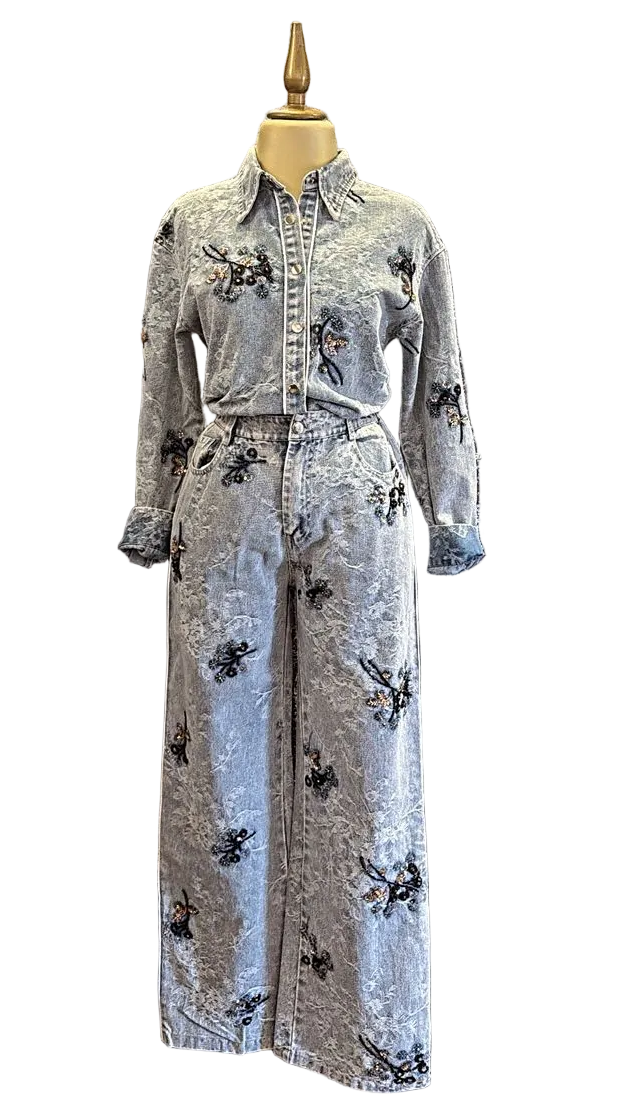 SEQUINED DENIM SET