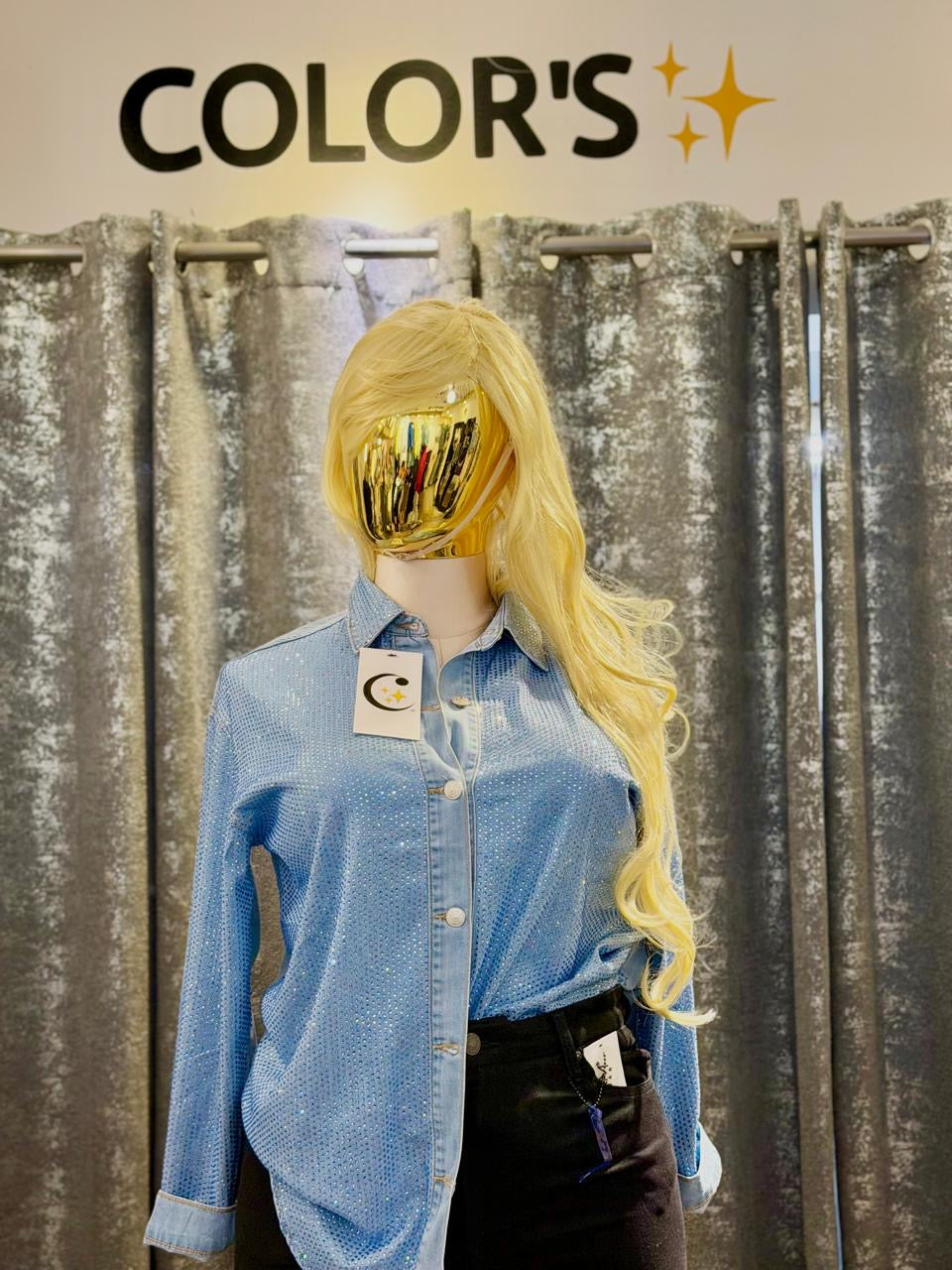 LIGHT DENIM REGULAR SHIRT WITH SPARKLES
