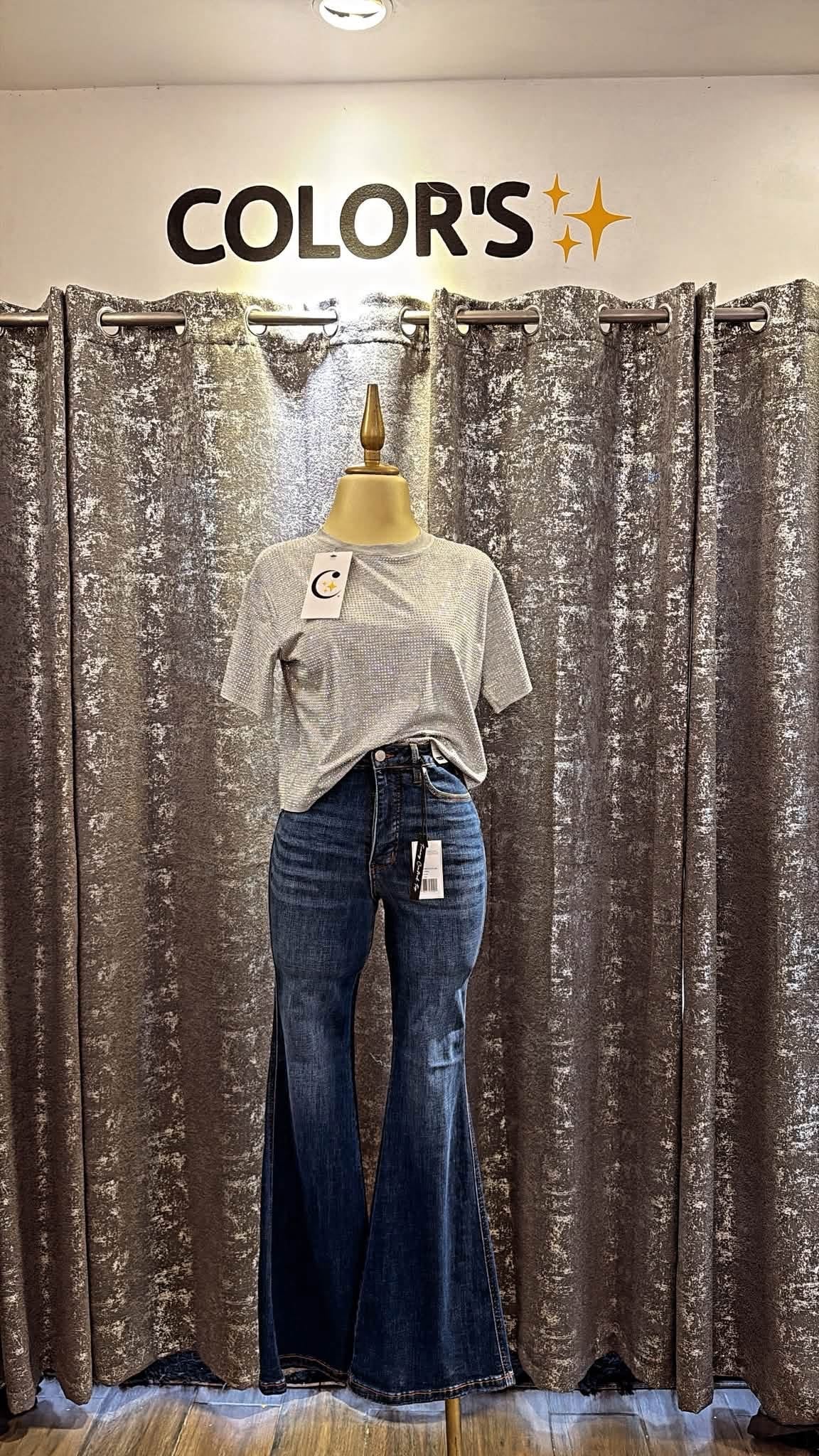 BLUSA DE BRILLOS TALLAS EXTRAS