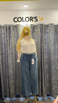 STRAIGHT-LEG TROUSERS WITH SEAMS AND HEART-SHAPED BELT