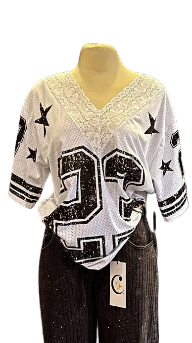 JERSEY 23 cuello V encaje