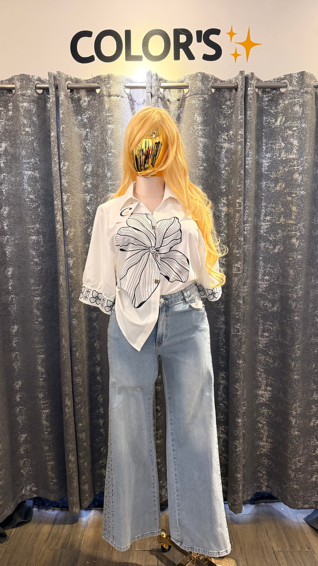 SHIRT PLUS WITH YELLOW AND WHITE FLOWER