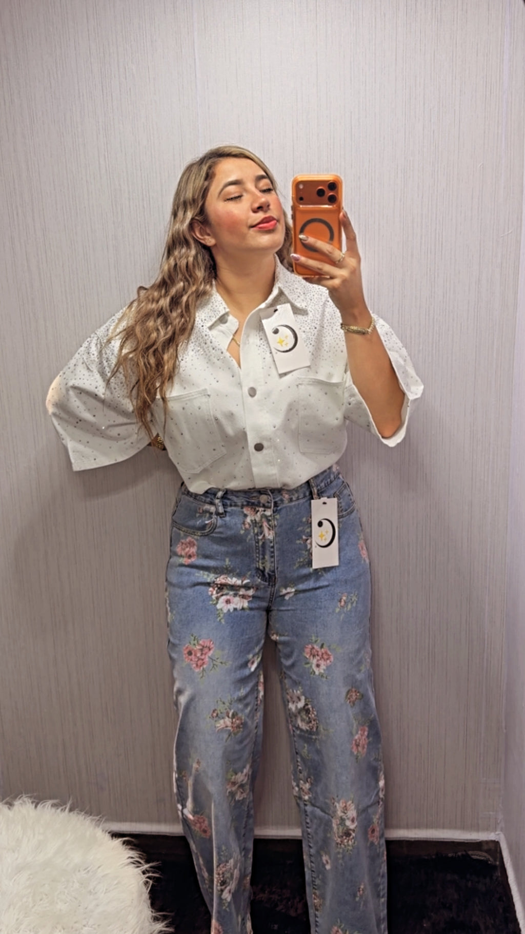 PANTALÓN TALLAS EXTRAS FLORAL MEZCLILLA