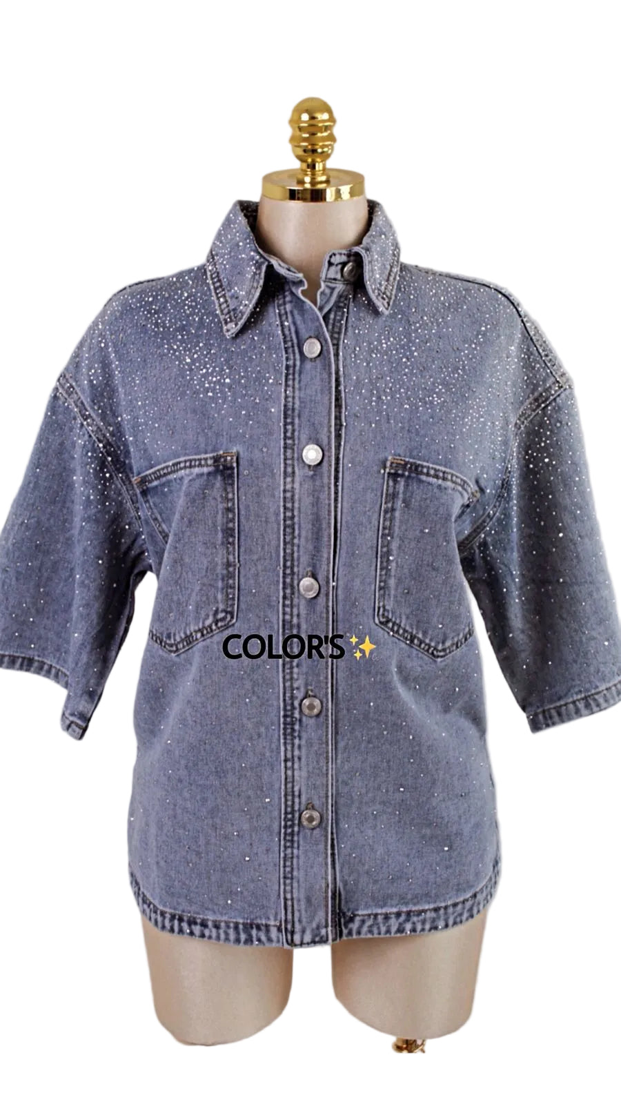 CAMISA MEZCLILLA FULL CRISTALES
