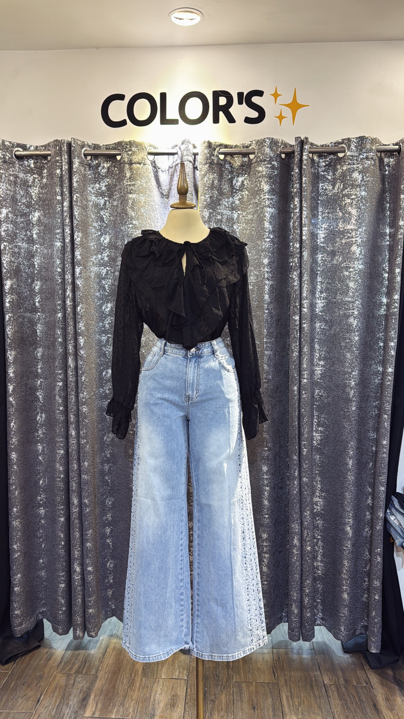 PANTALONES EN TALLAS GRANDES CON BRILLOS LATERALES