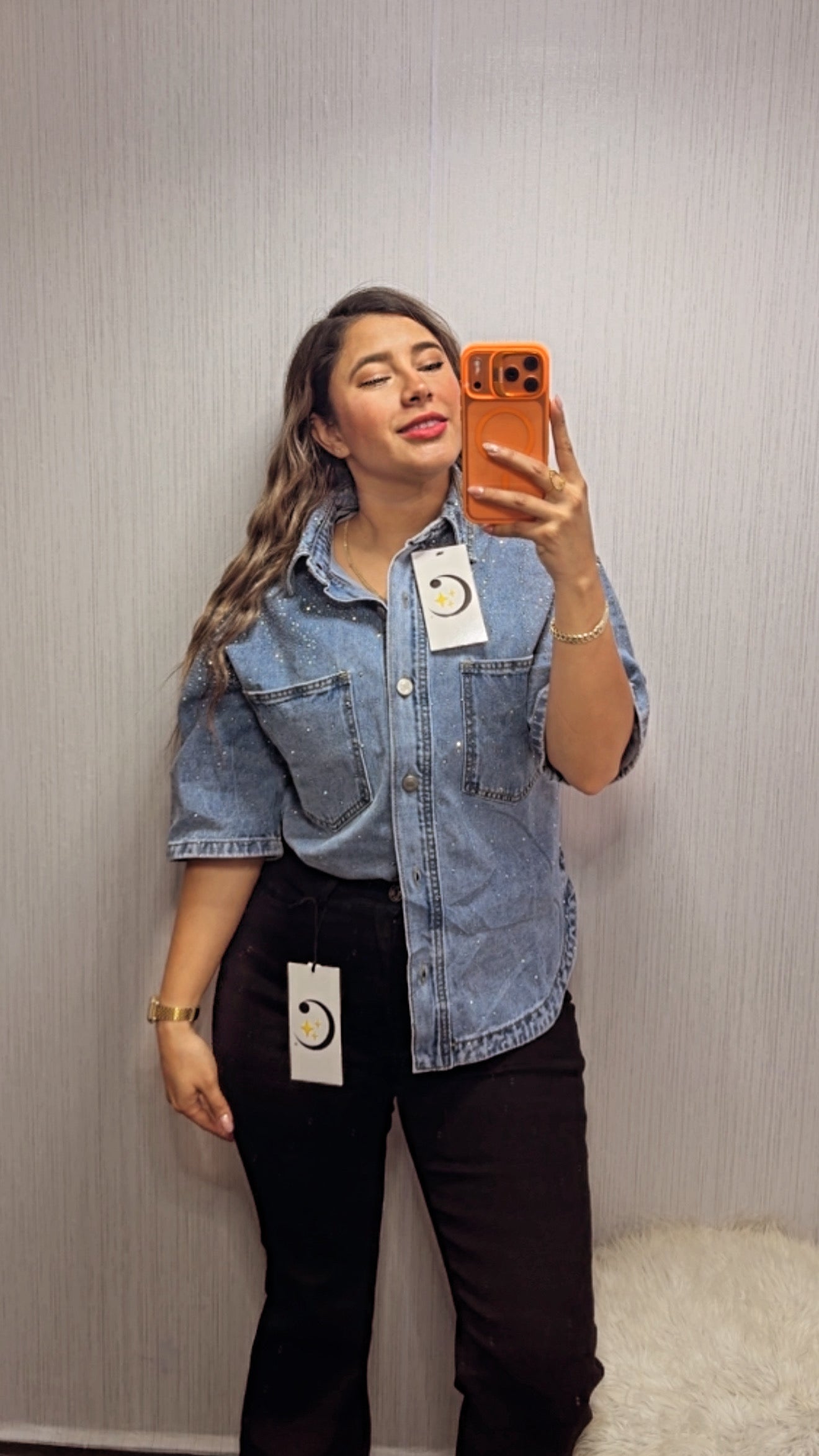 CAMISA MEZCLILLA FULL CRISTALES