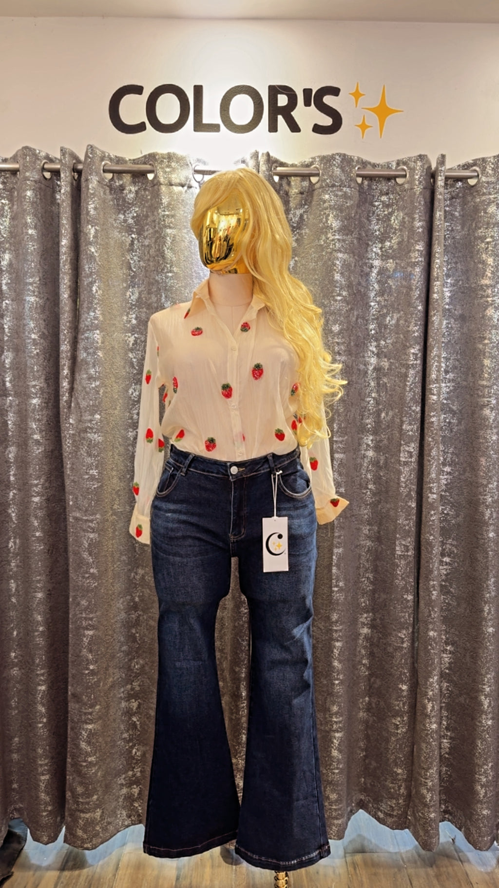 BLOUSE IN CHIFFON WITH STRAWBERRY DESIGN