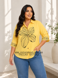 SHIRT PLUS WITH YELLOW AND WHITE FLOWER
