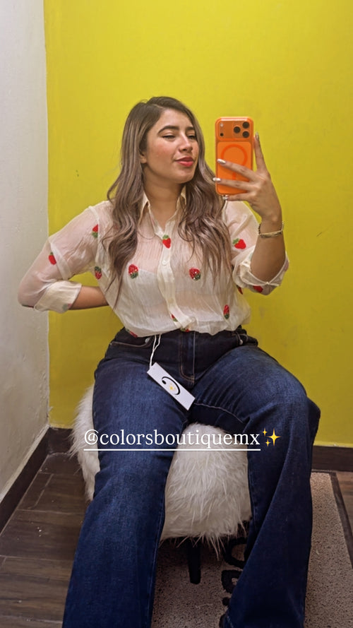 BLUSA DE GASA DISEÑO DE FRESITAS