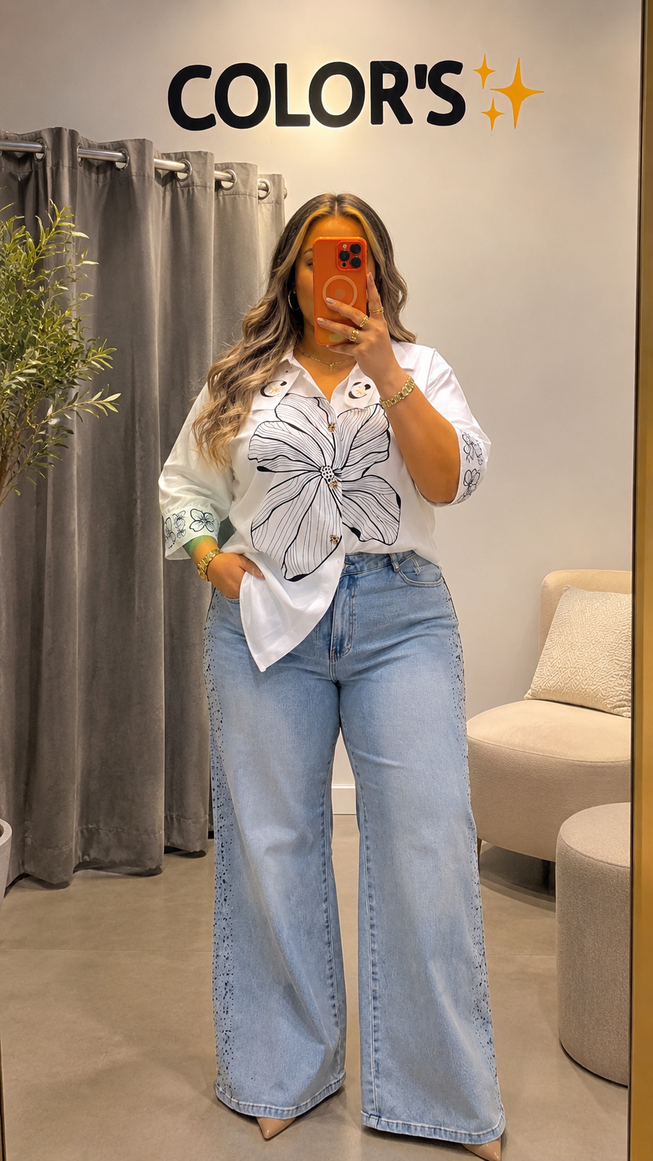SHIRT PLUS WITH YELLOW AND WHITE FLOWER