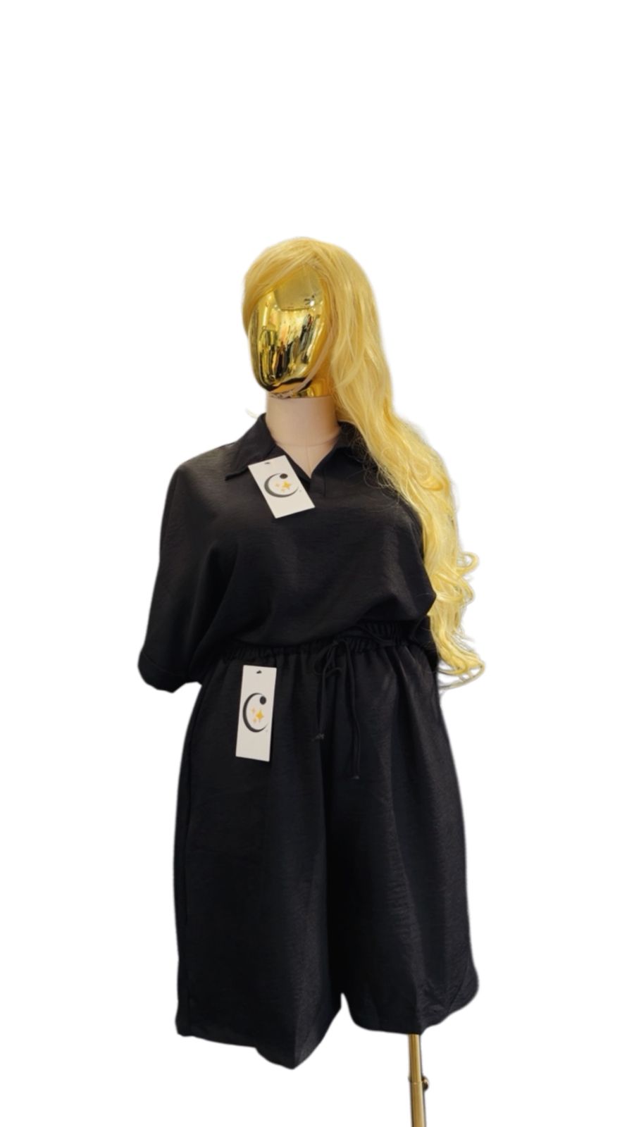 PLUS SIZE SHORT AND COLLARED SHIRT SET