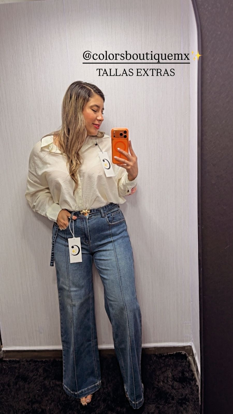 STRAIGHT-LEG TROUSERS WITH SEAMS AND HEART-SHAPED BELT