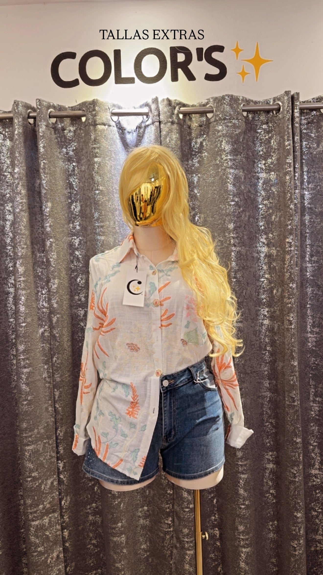 BLUSA TIPO CAMISA TALLAS GRANDES DISEÑO PALMERAS
