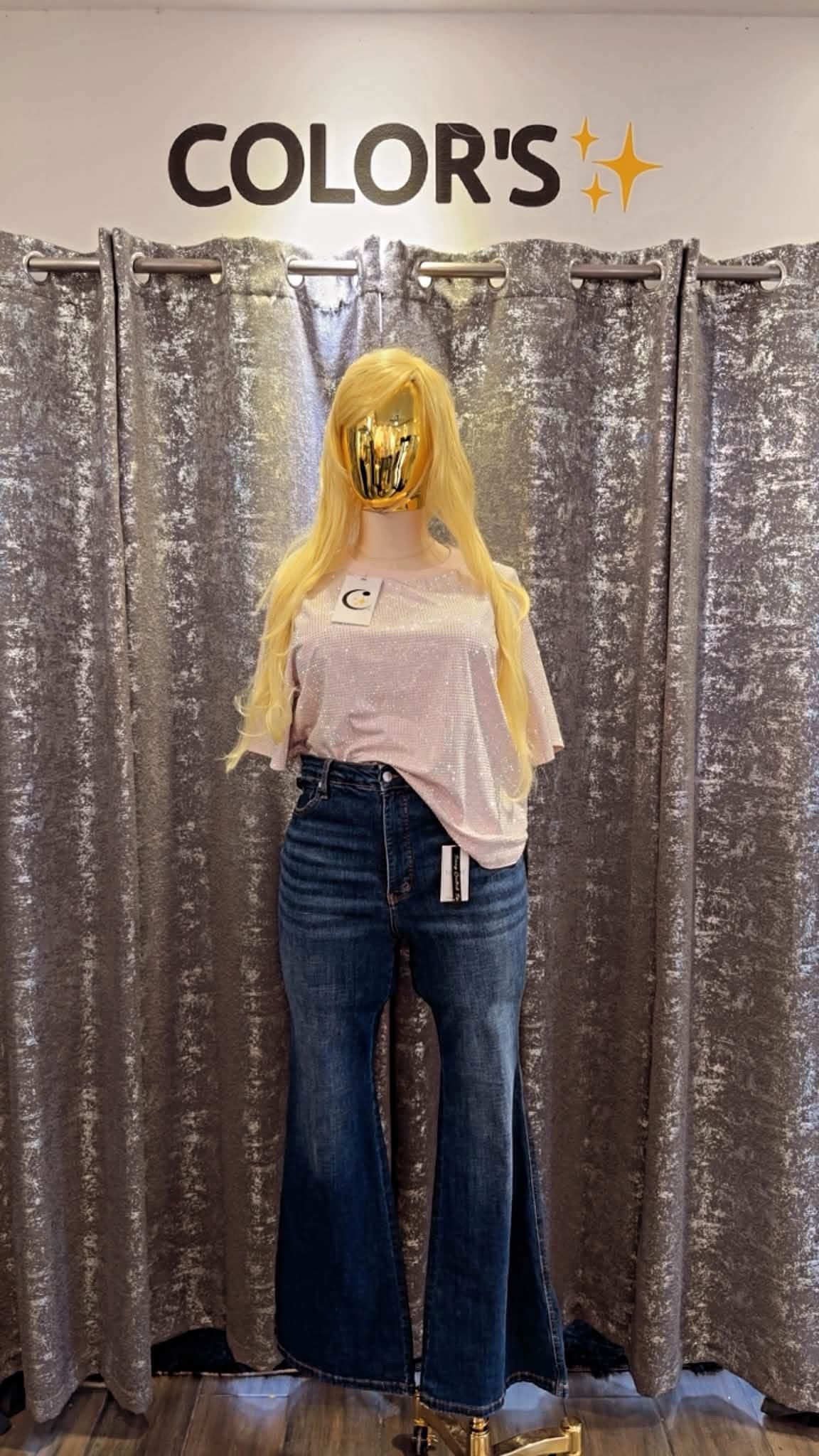 BLUSA DE BRILLOS TALLAS EXTRAS