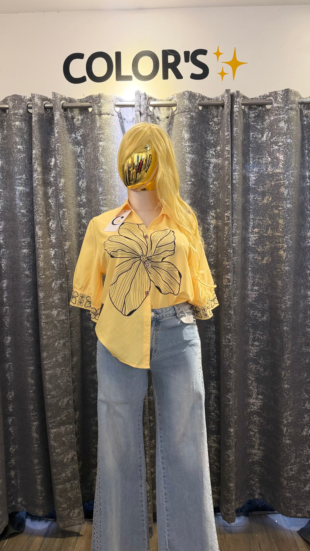 SHIRT PLUS WITH YELLOW AND WHITE FLOWER