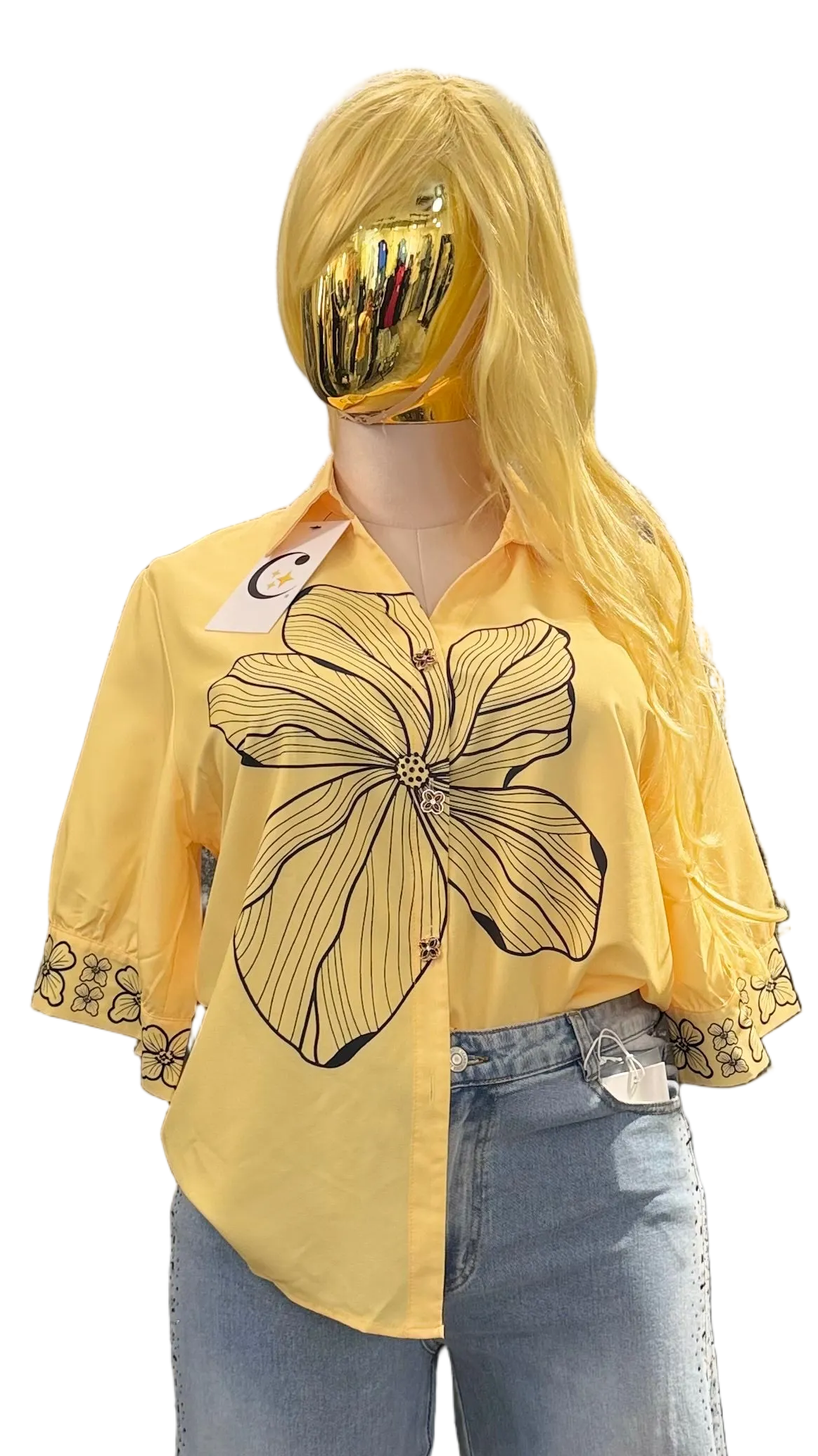 SHIRT PLUS WITH YELLOW AND WHITE FLOWER