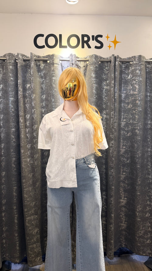 CAMISA BLANCA TALLA PLUS BORDADA