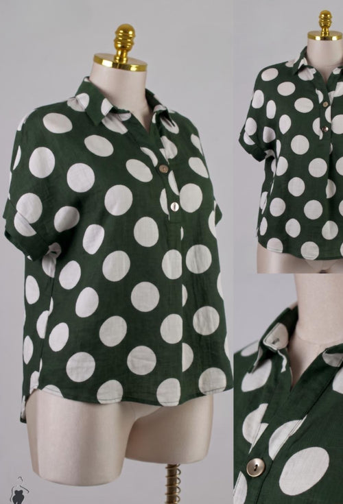 BLUSA PLUS POLKA DOTS VARIEDAD DE COLORES