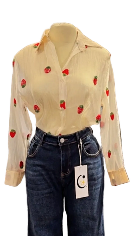 BLUSA DE GASA DISEÑO DE FRESITAS