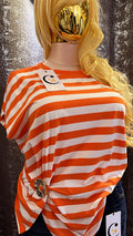Blouse PLUS Orange W/White Stripes🍊