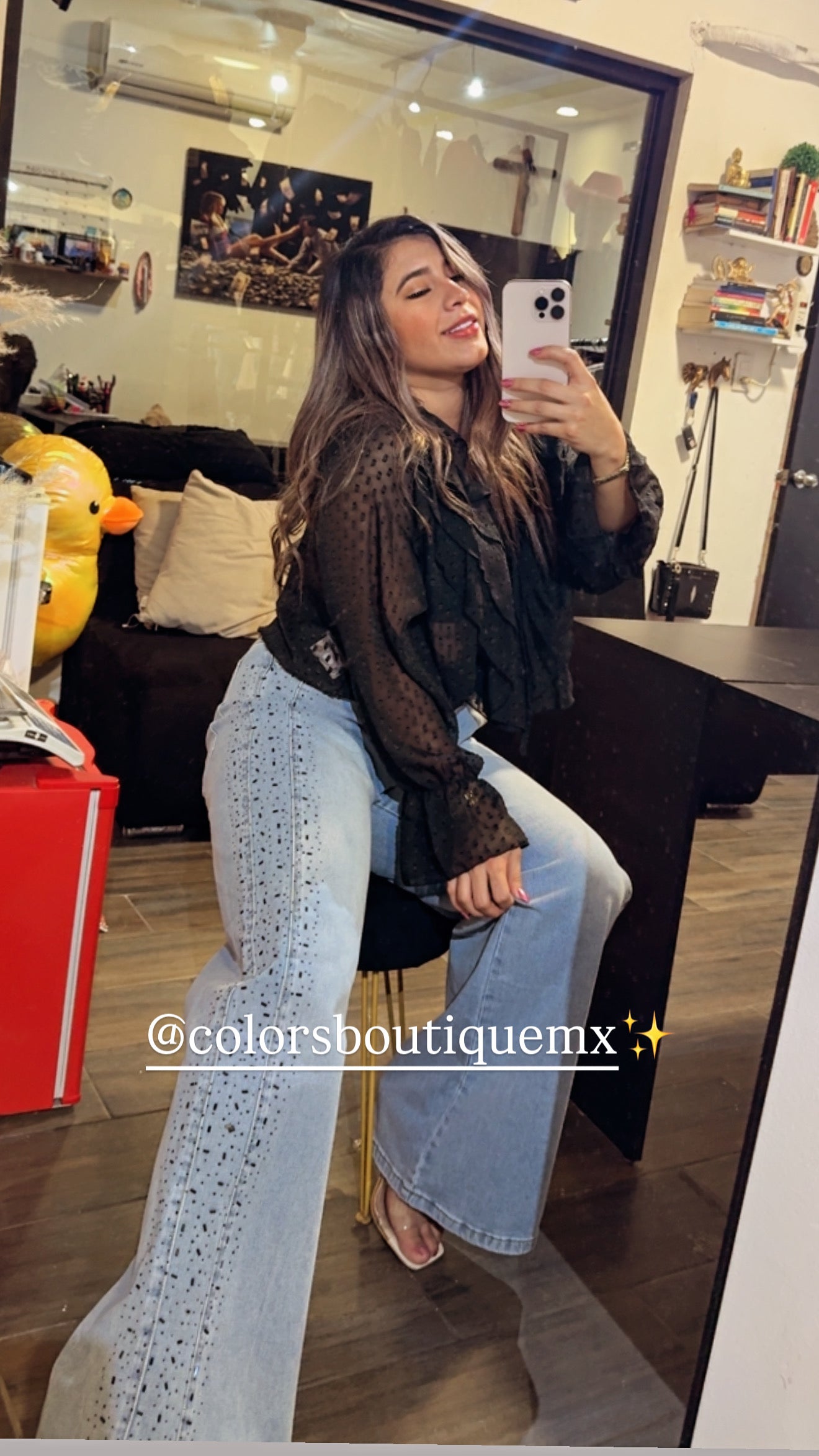 PANTALONES EN TALLAS GRANDES CON BRILLOS LATERALES