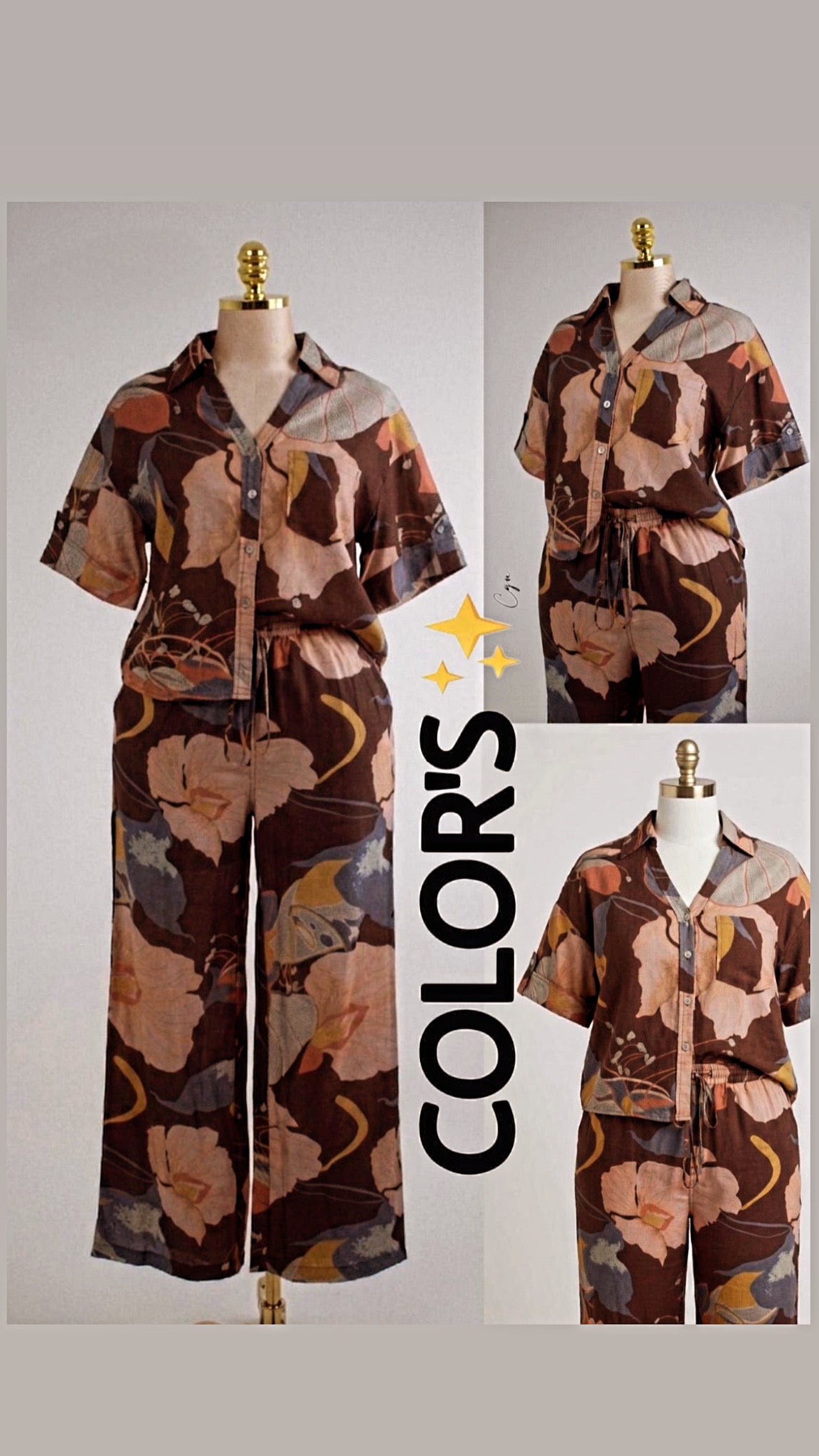 CONJUNTO PLUS CAFÉ FLORAL