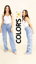 PANTALONES DE CORTE RECTO CON LAZOS BLANCOS