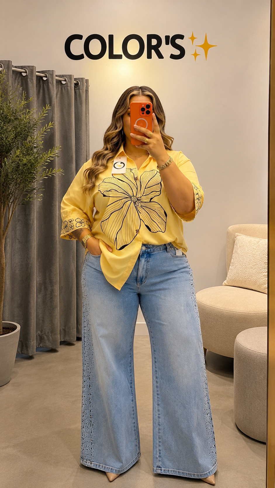SHIRT PLUS WITH YELLOW AND WHITE FLOWER