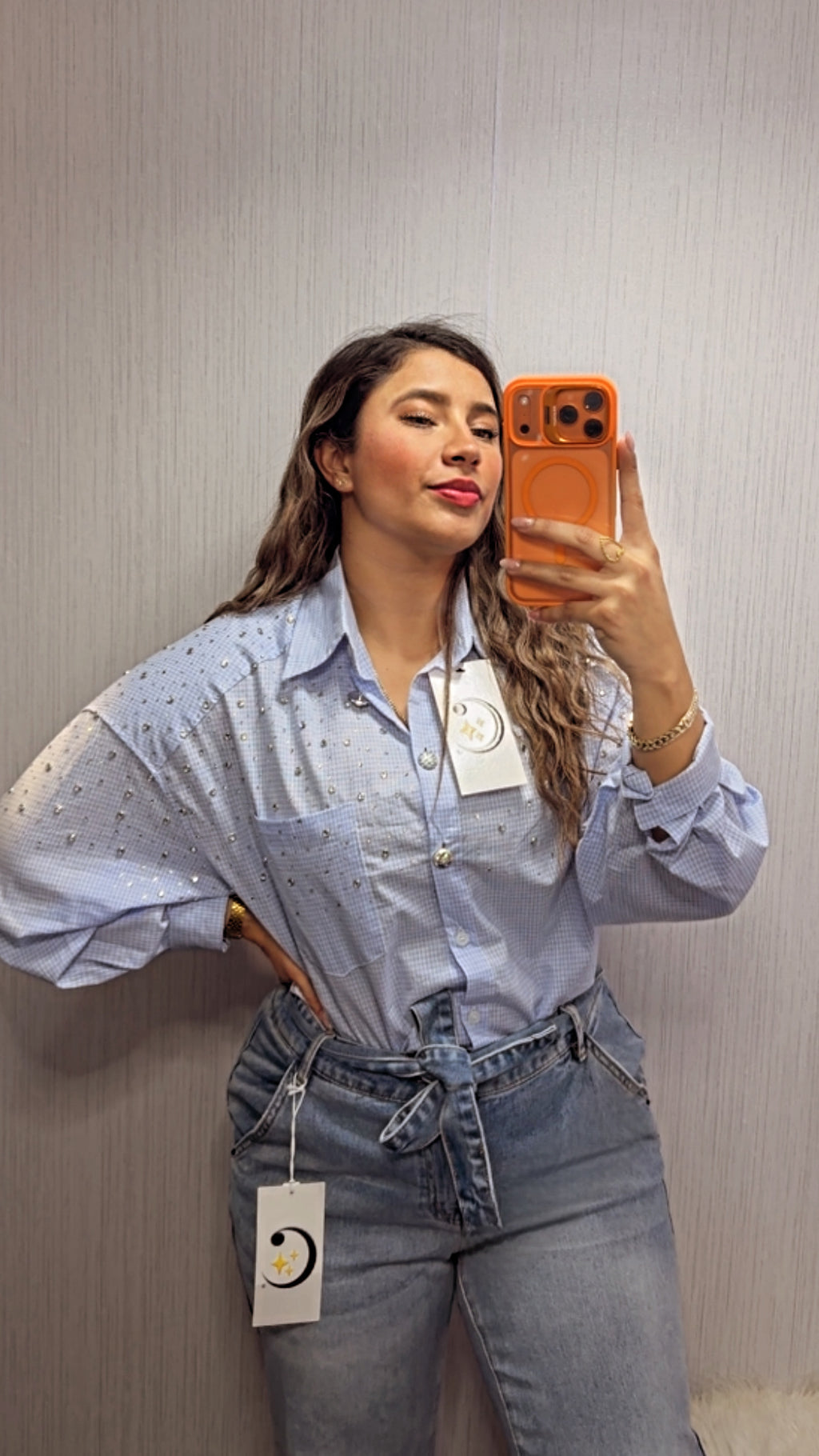 SHIRT PLUS SKY BLUE WITH CRYSTALS