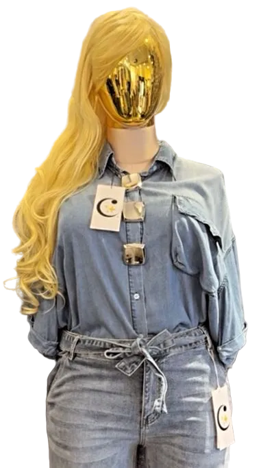 CAMISA DE MEZCLILLA TALLAS EXTRAS BOTONES PLATEADOS