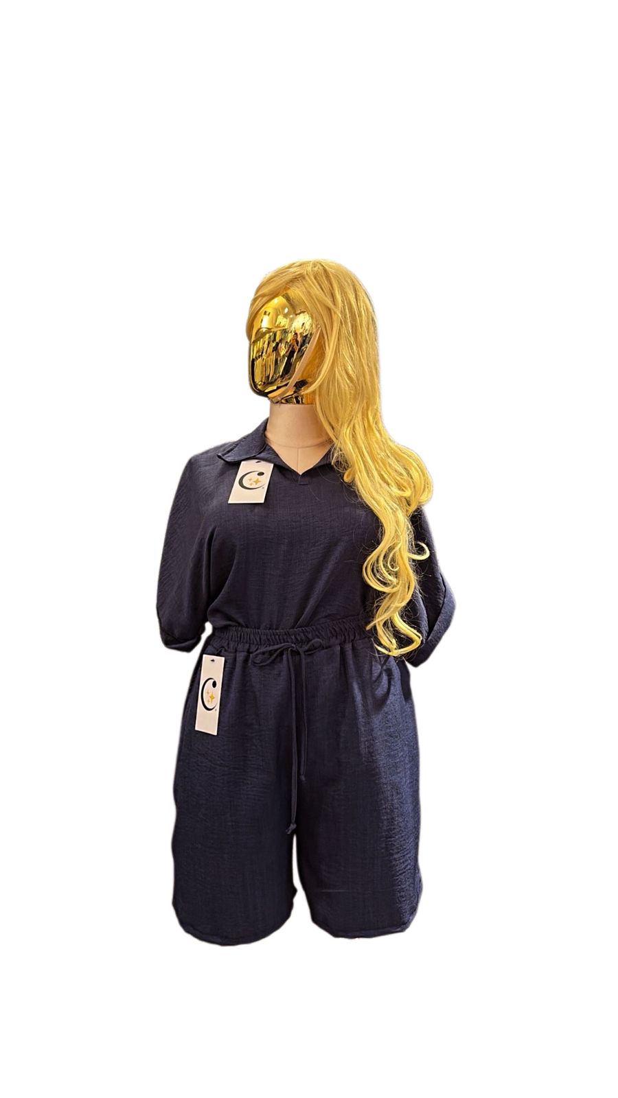 PLUS SIZE SHORT AND COLLARED SHIRT SET