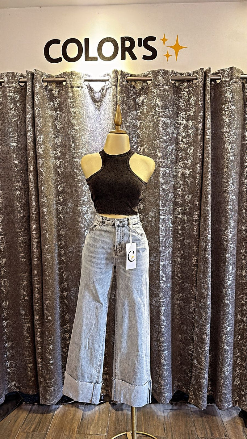 CROP TOP CON BRILLOS