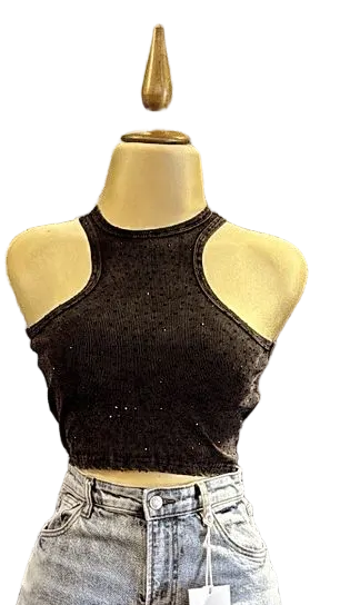 CROP TOP CON BRILLOS