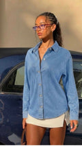 LIGHT DENIM REGULAR SHIRT WITH SPARKLES