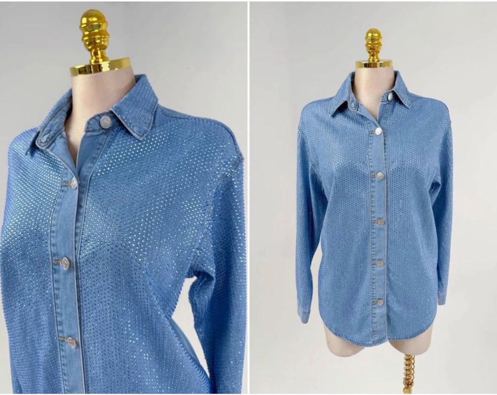 LIGHT DENIM REGULAR SHIRT WITH SPARKLES