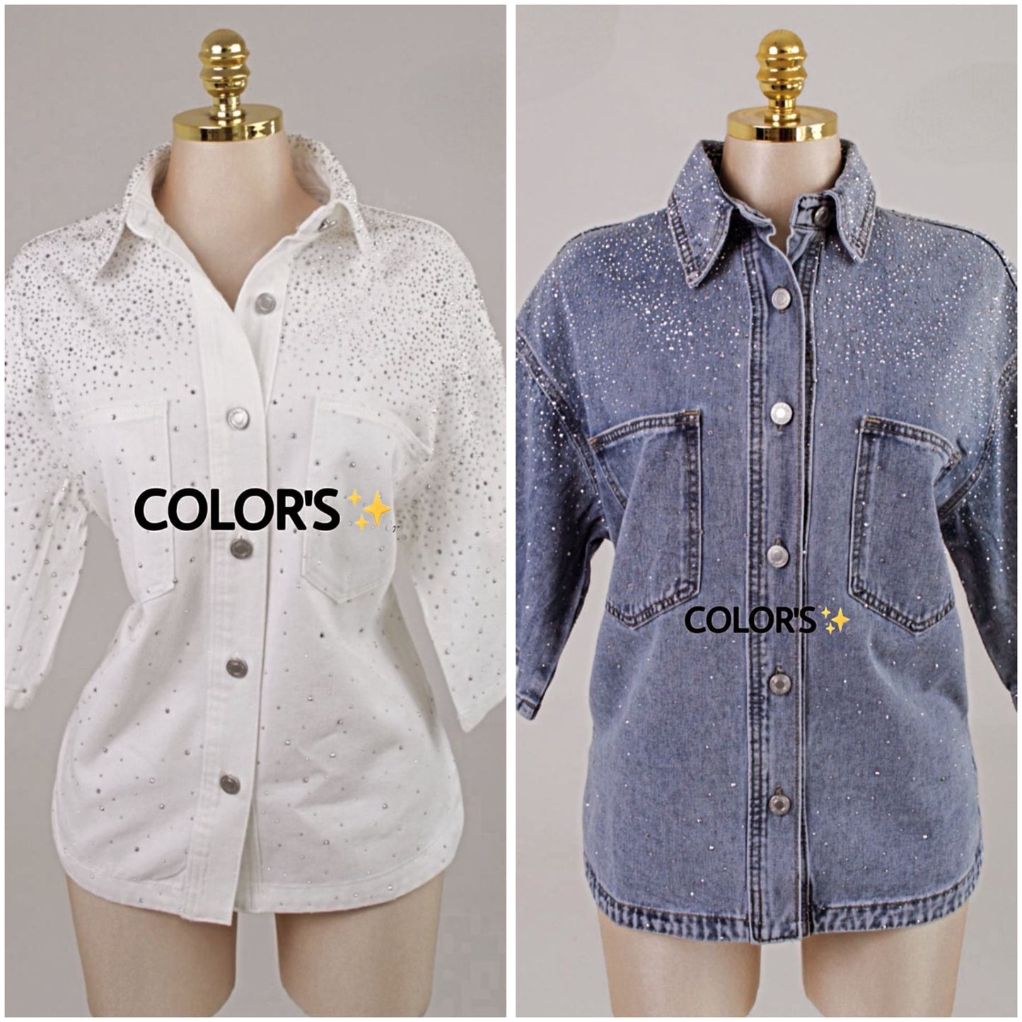 CAMISA MEZCLILLA FULL CRISTALES