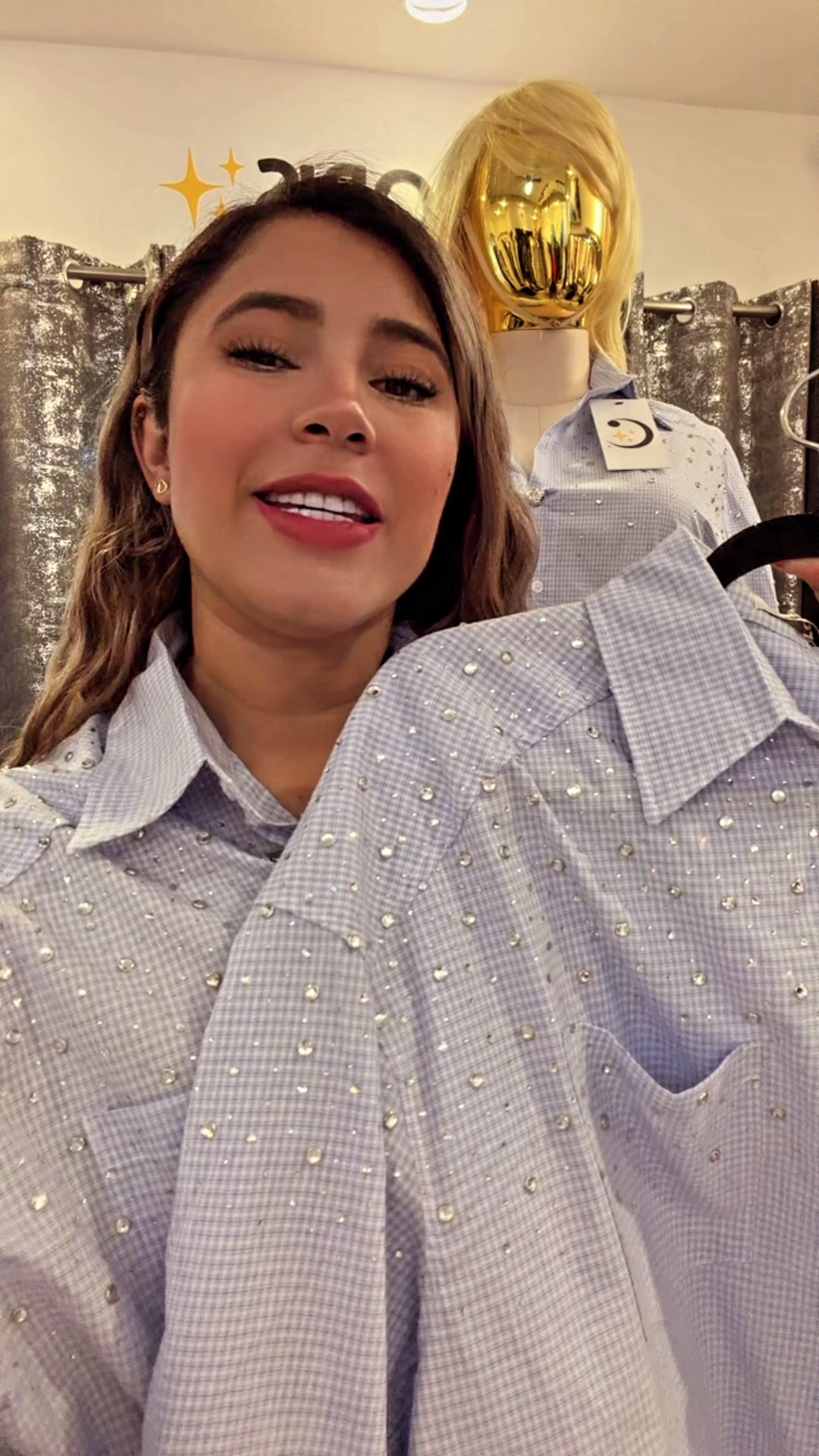 SHIRT PLUS SKY BLUE WITH CRYSTALS