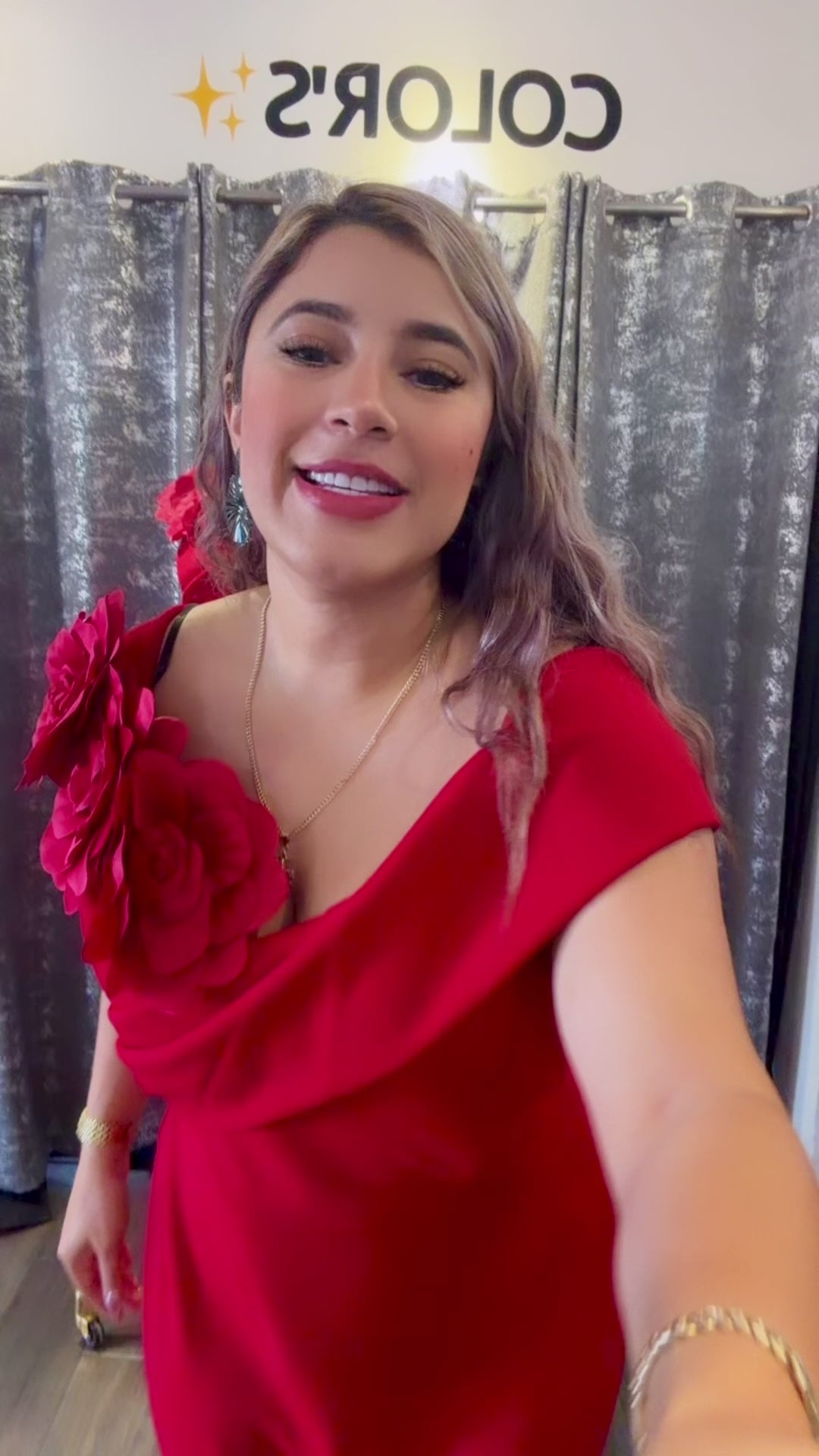 VESTIDO ROJO CON FLORES TALLAS EXTRAS