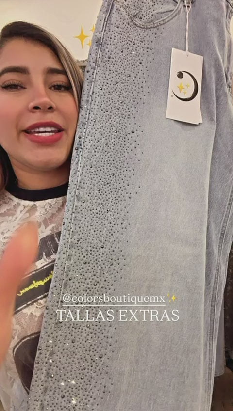 PANTALONES CURVY CRISTALES A LOS LADOS